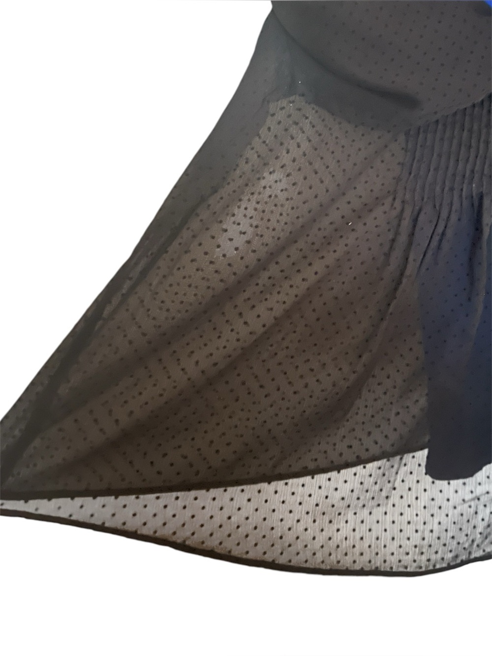 Sheer Polka Dot Black Dobby Long-Sleeve Loose Cut Layering Top - Picture 5 of 8